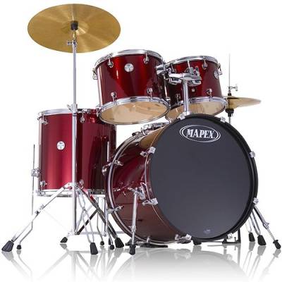 Voyager 5-Piece Drum Kit with Cymbals, Hardware & Throne - Burgundy